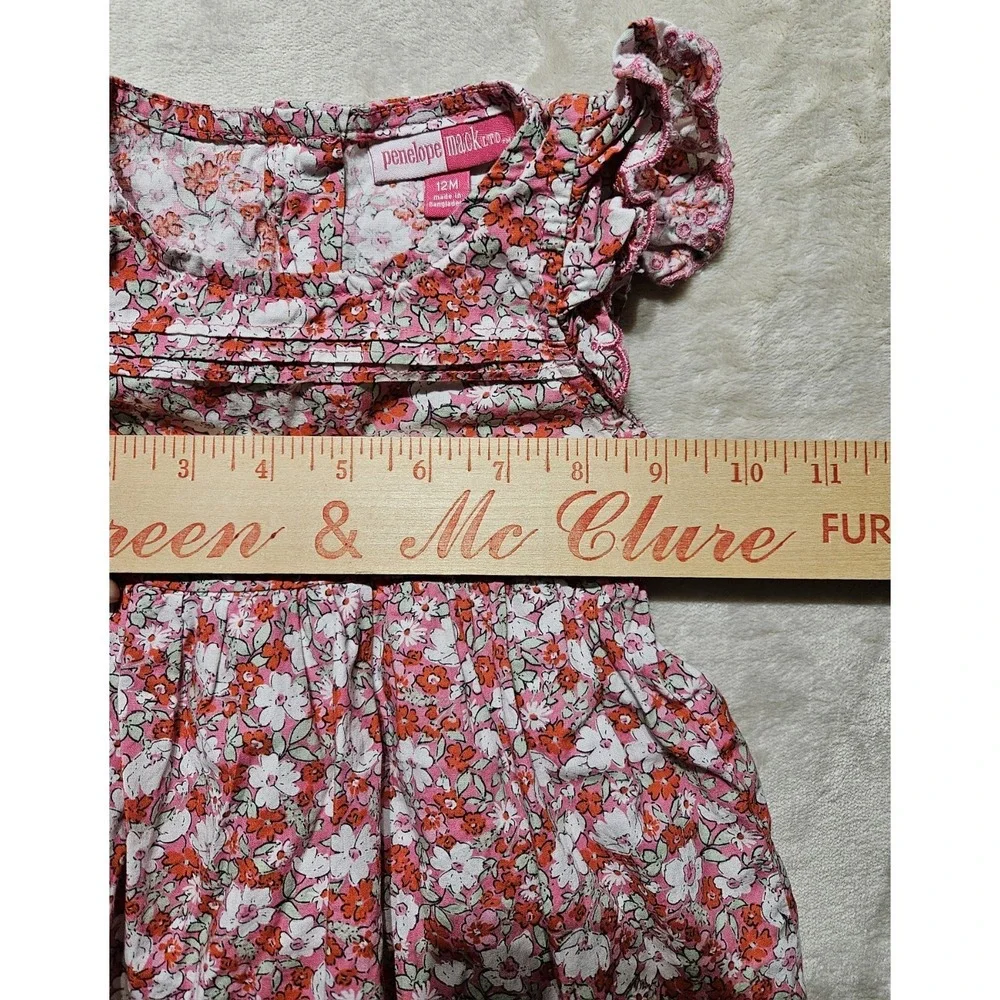 Penelope Mack Baby Girl‎ Floral Dress w/ Bloomers Pink Cotton 12M